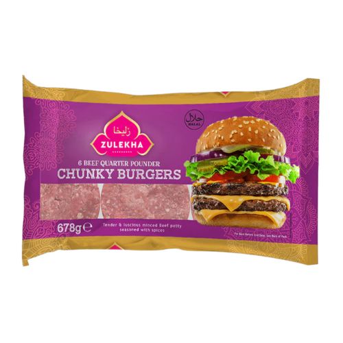 Zulekha Beef Quarter Pound Burgers 678g pack shot