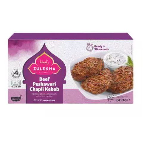 Zulekha Beef Chapli Kebab 4pcs 600g pack shot