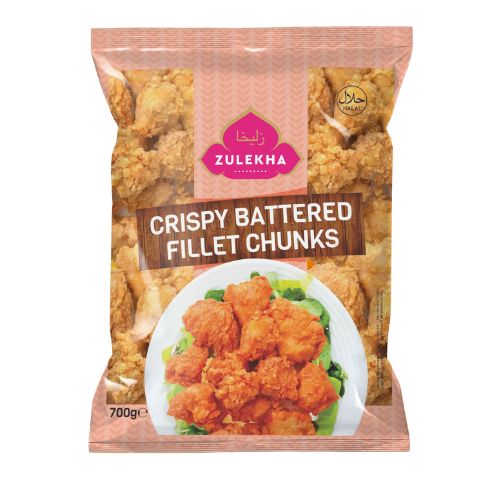 Zulekha Crispy Battered Fillet Chunks 700g pack shot