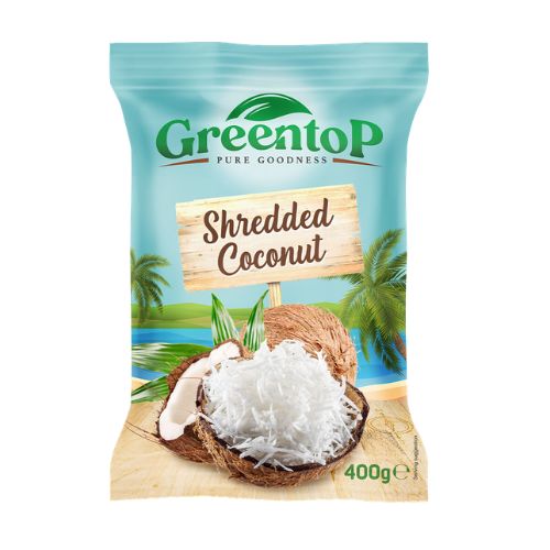 Green Top Shredded Coconut 400g pack shot