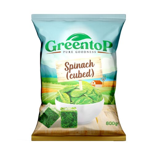 Green Top Spinach Cubed 800g pack shot