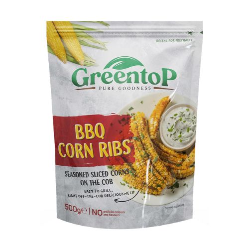 Green Top Corn Ribs BBQ 500g pack shot