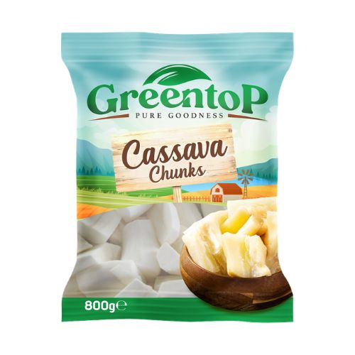 Green Top Casava Chunks 800g pack shot