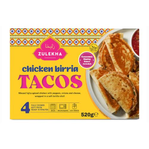 Zulekha Chicken Birria Tacos 520g pack shot