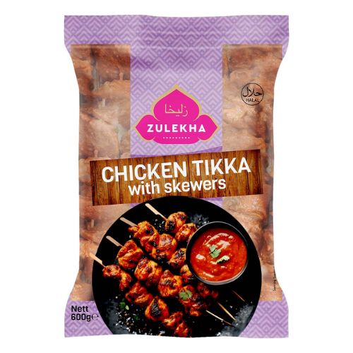 Zulekha Grilled Chicken Tikka Skewers 600g pack shot