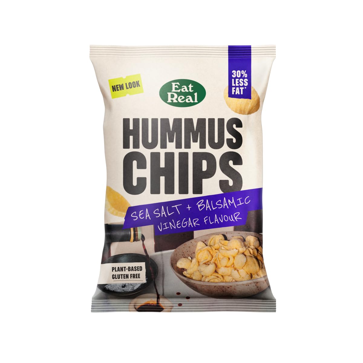 Eat Real Sea Salt & Balsamic Hummus Chips 110g pack shot