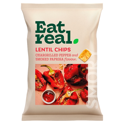 Eat Real Lentil Chips Chargrilled Red Pepper 95g pack shot