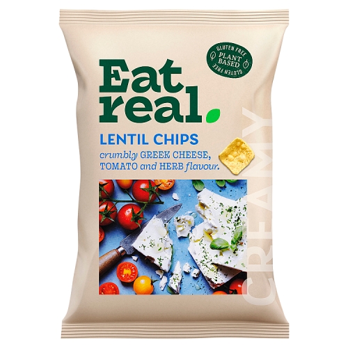 Eat Real Lentil Chips Greek Cheese Tomato & Herb 95g pack shot