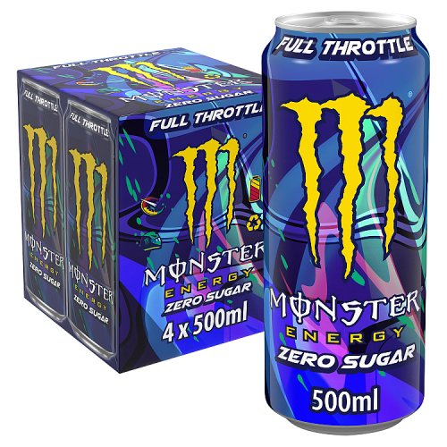 Monster Energy Full Throttle Zero Sugar 4pk (4 x 500ml) pack shot