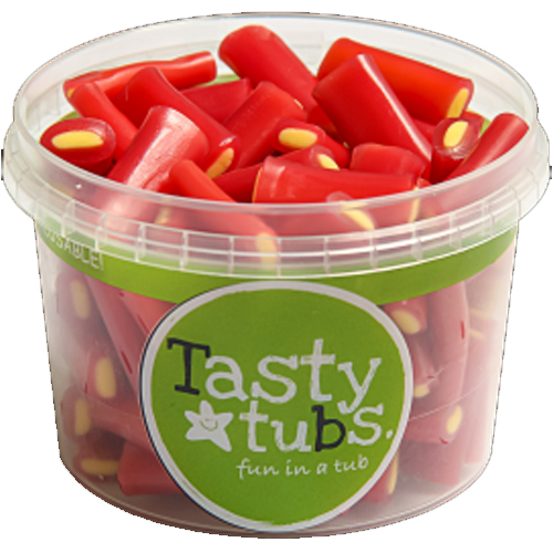 Tasty Tubs Fizzy Strawberry Pencils 120g PMP pack shot