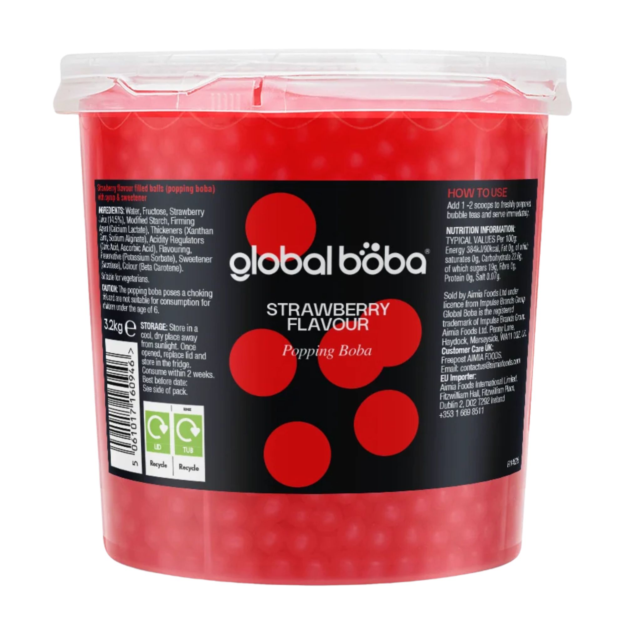 Global Boba Strawberry Popping Boba 3.2kg pack shot