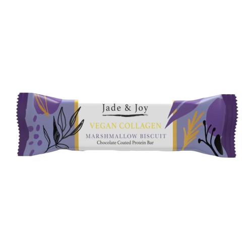 Jade & Joy Protein Bar Vegan Collagen Marshmallow Biscuit 50g pack shot