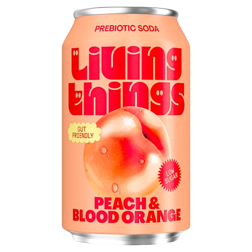 Living Things Peach & Blood Orange Biotic Soda 330ml pack shot