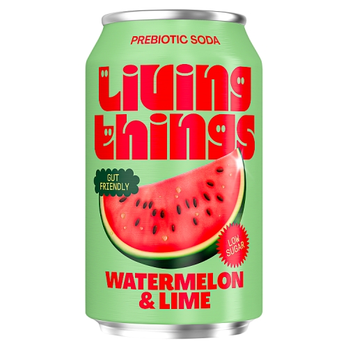 Living Things Watermelon & Lime Biotic Soda 330ml pack shot