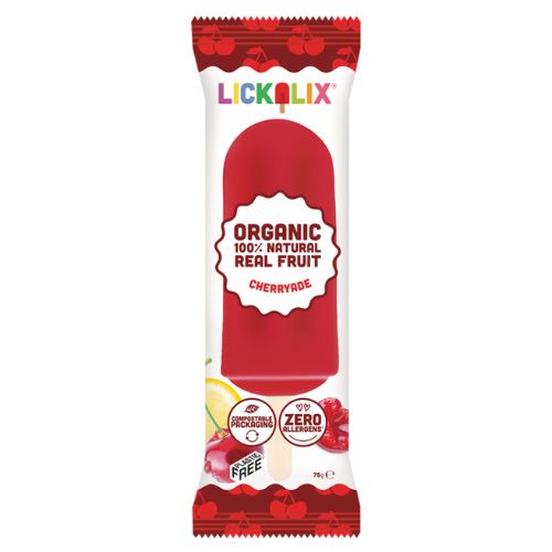 Lickalix Cherryade Organic Ice Lolly 75ml pack shot