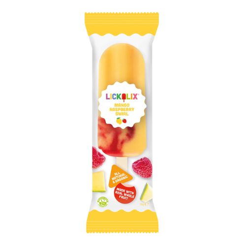 Lickalix Mango Raspberry Swirl Organic Ice Lolly 75ml pack shot