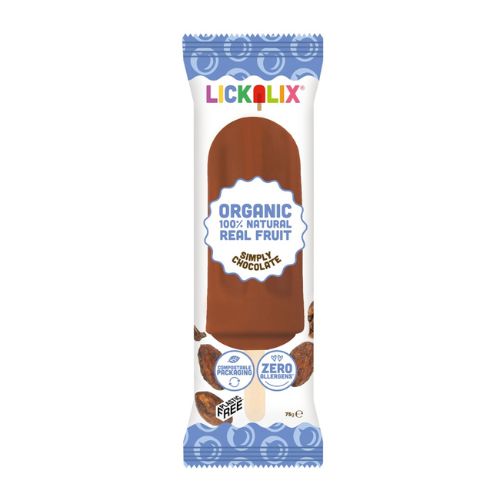 Lickalix Simply Chocolate Organic Ice Lolly 75ml pack shot