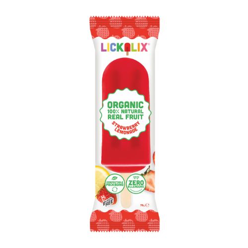 Lickalix Strawberry Lemonade Organic Ice Lolly 75ml pack shot