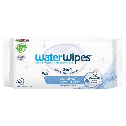Waterwipes Sensitive Newborn Biodegradable Baby Wipes 60SH pack shot
