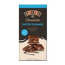 Baileys Salted Caramel Milk Chocolate And Truffle Bar 90g (Contains Alcohol) pack shot