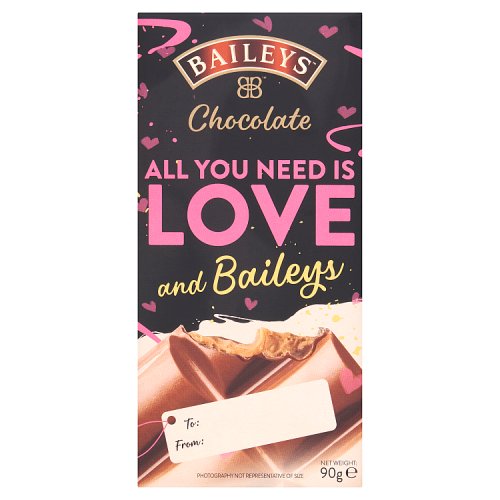 Baileys Valentines Chocolate Block Bar Gift Card 90g pack shot