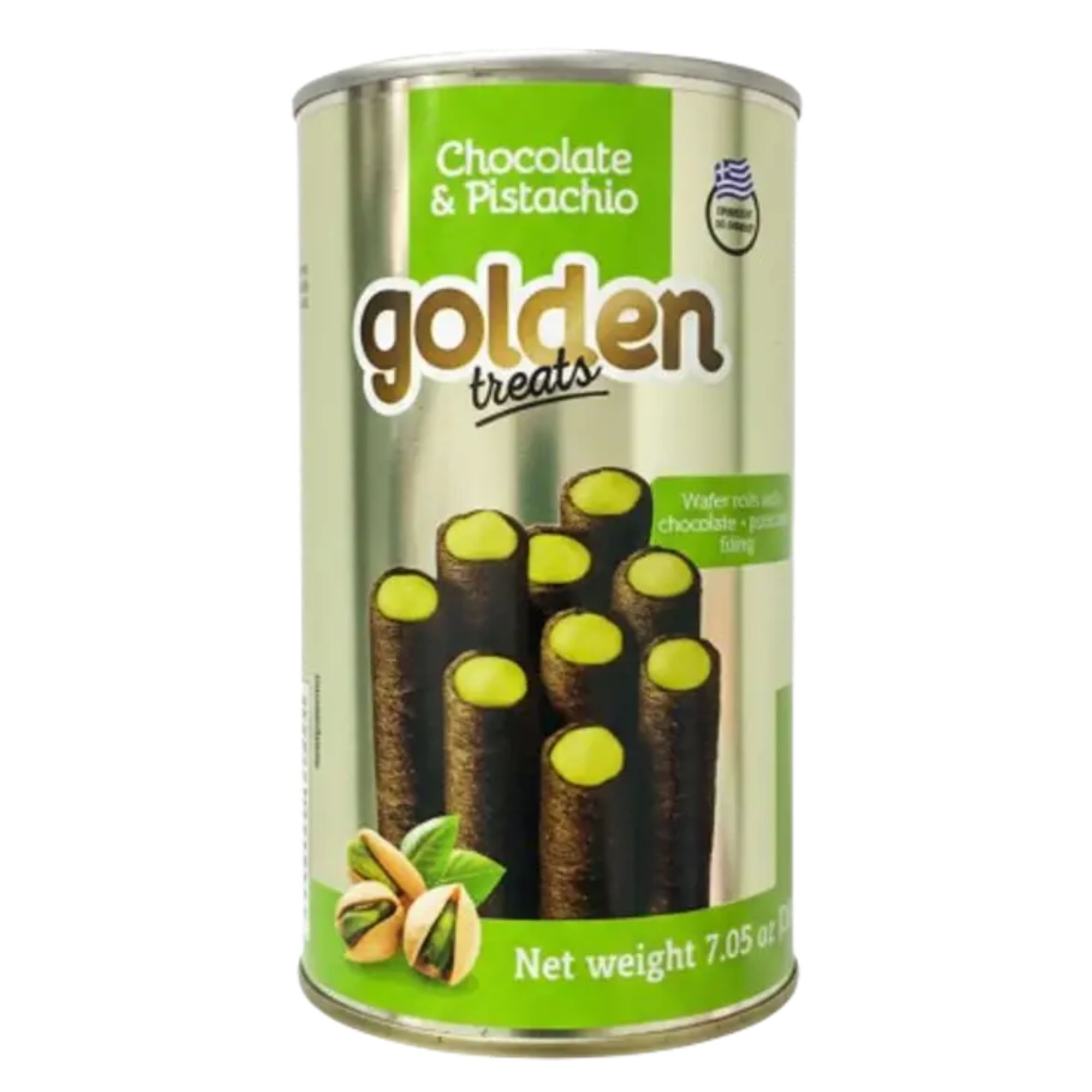 Golden Treat Wafer Roll Pistachio 200g pack shot