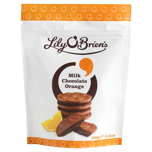 Lily O Briens Milk Chocolate Orange 100g pack shot