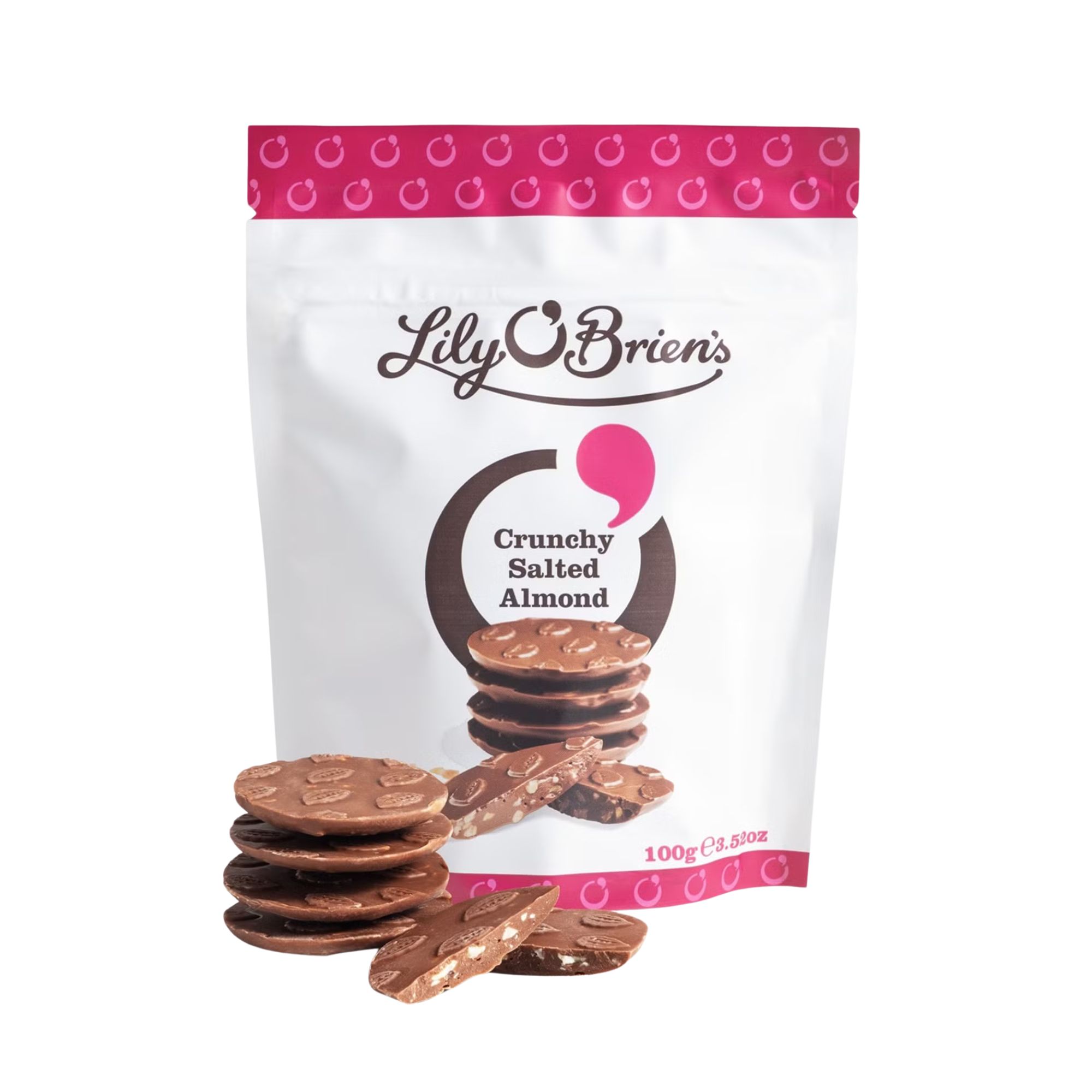 Lily O Briens Milk Salted Almonds Bag 100g pack shot