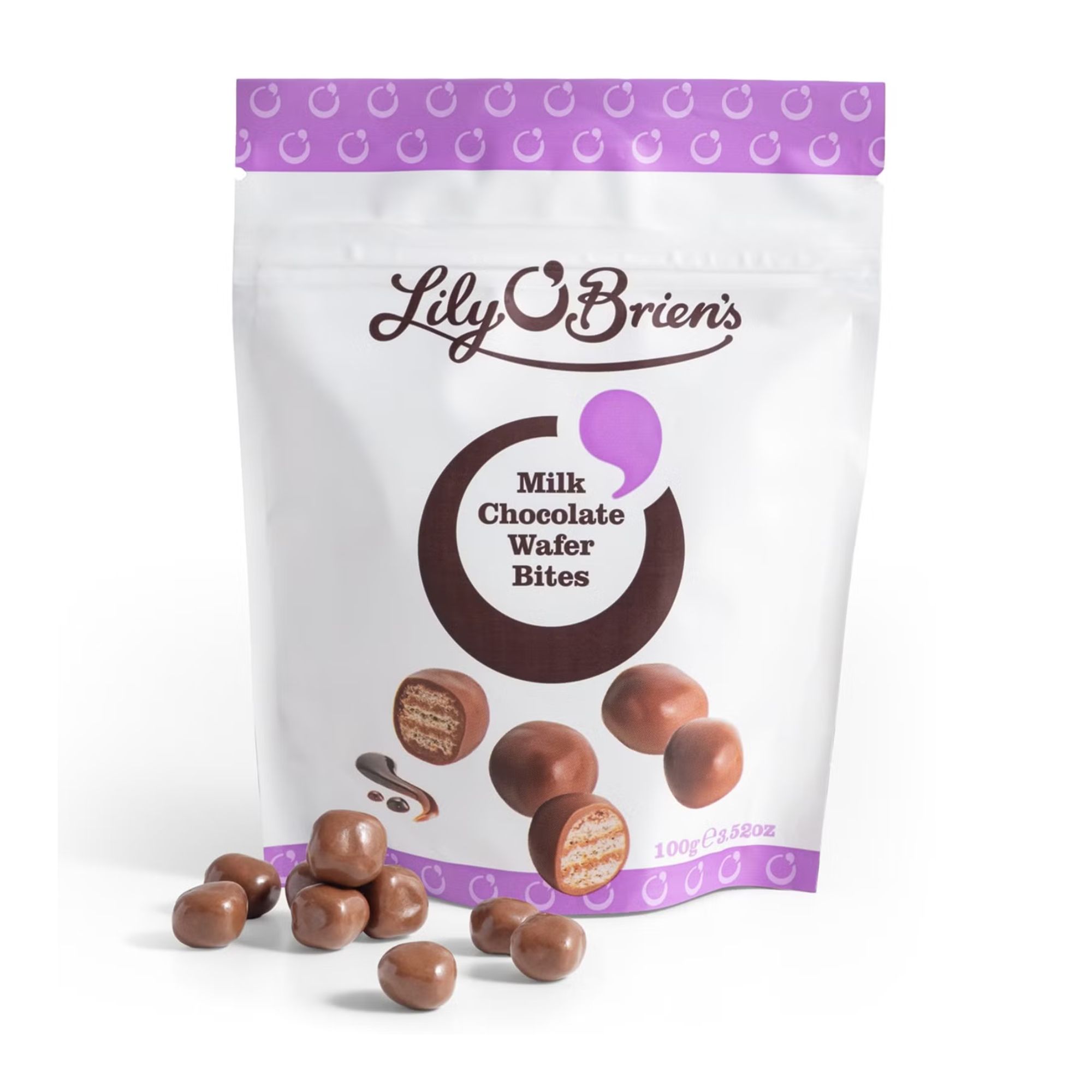 Lily O Briens Milk Chocolate Wafer Bites 100g pack shot