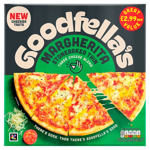 Goodfellas Thin Crust Margherita Pizza 334g PM £2.99 pack shot
