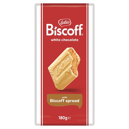 Lotus Biscoff White Chocolate Tablet & Biscoff Cream 180g pack shot