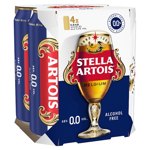 Stella Artois 0% Alcohol 4pk (4 x 440ml) pack shot