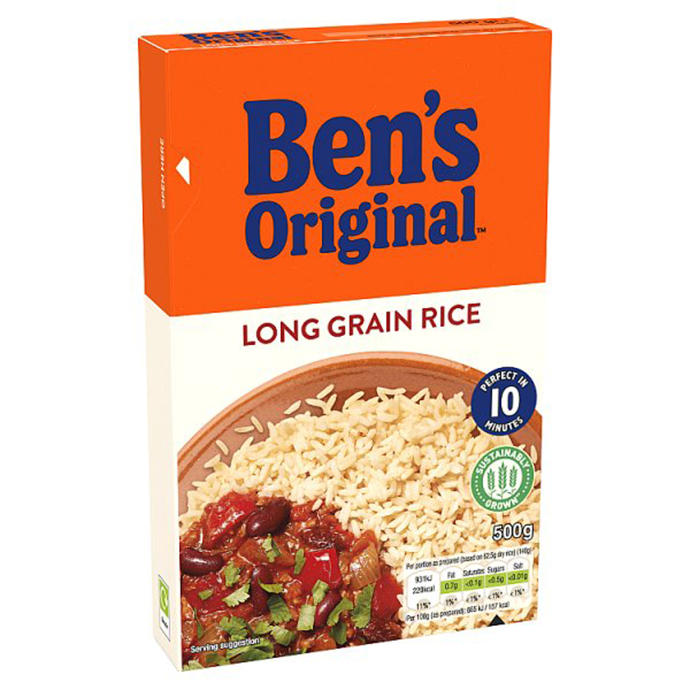 Bens Original Long Grain Rice 500g pack shot