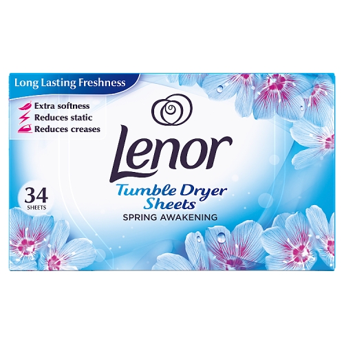 Lenor Tumble Dryer Sheets Spring Awakening 34s pack shot