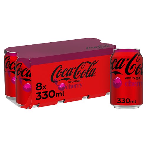 Coke Zero Cherry 8pk (8 x 330ml) pack shot