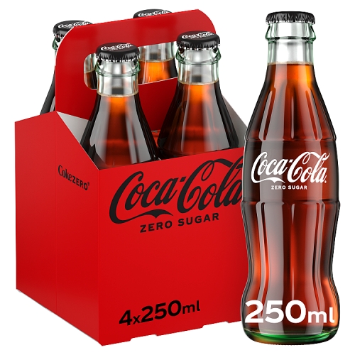 Coke Zero (GLASS) 4pk (4 x 250ml) pack shot