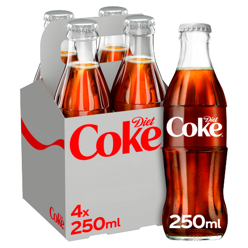 Coke Diet (GLASS) 4pk (4 x 250ml) pack shot