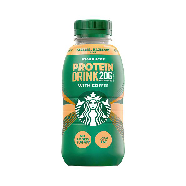 Starbucks Protein Drink Caramel Hazelnut PET 330ml pack shot