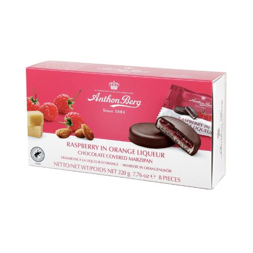 Anthon Berg Raspberry In Orange Liqueur 220g pack shot