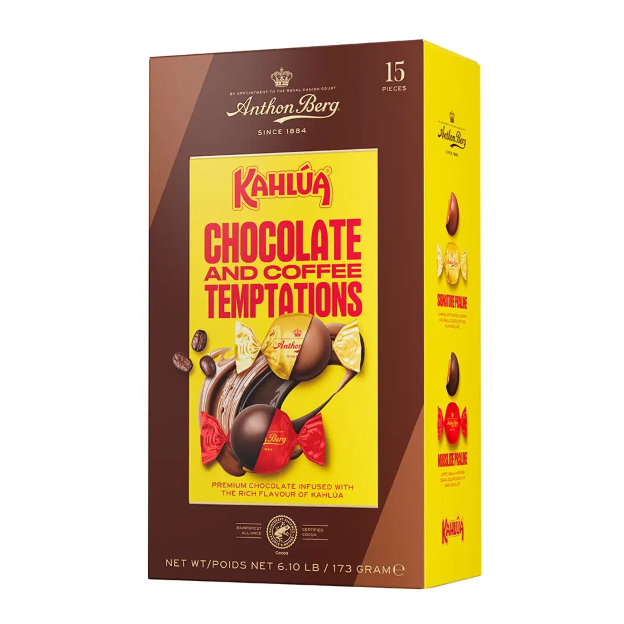 Anthon Berg Kahlua Temptations Milk & Dark Chocolates Infused With Coffee 173g pack shot