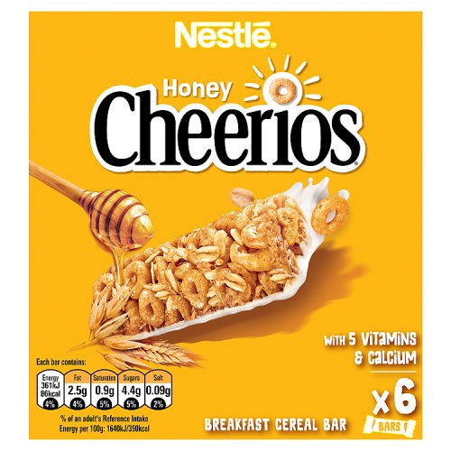 Nestle Honey Cheerios Cereal Bar 6pk (6 x 22g) pack shot