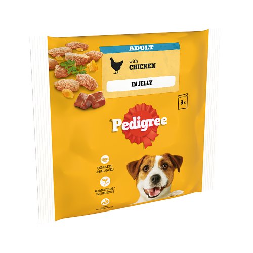 Pedigree Dog Pouches With Chicken In Jelly 3pk (3 x 100g) pack shot