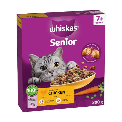 Whiskas 7+ Cat Complete Dry with Chicken 800g pack shot