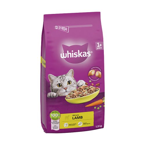 Whiskas 1+ Cat Complete Dry & Lamb 1.9kg pack shot