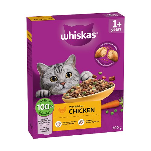 Whiskas 1+ Cat Complete Dry & Chicken 300g pack shot
