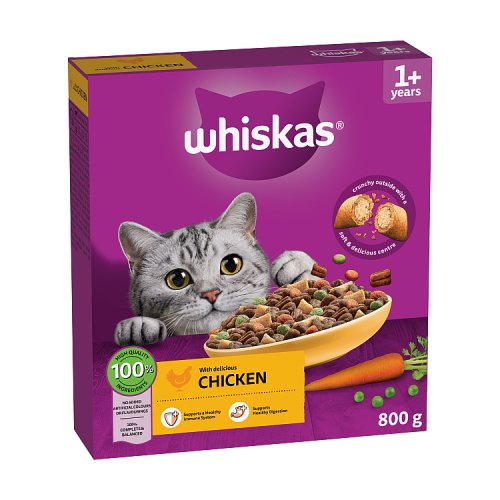 Whiskas 1+ Cat Complete Dry with Chicken 800g pack shot