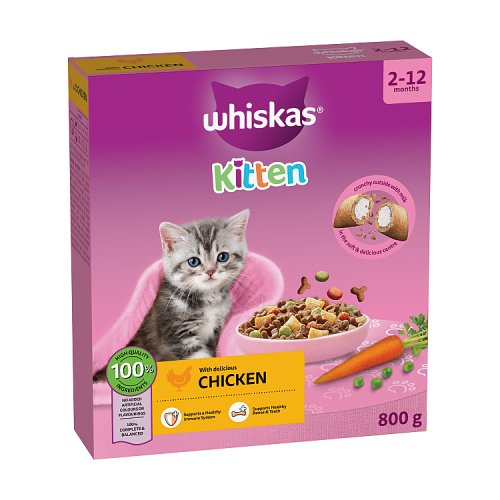 Whiskas 2-12 Months Cat Complete Dry With Chicken 800g pack shot