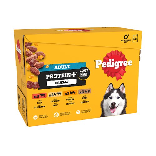 Pedigree Protein Plus Adult Dog Pouches Mixed Selection In Jelly (12 x 85g) pack shot