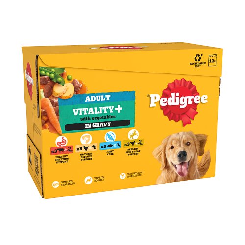 Pedigree Vitality Plus Adult Dog Pouches Mixed Selection In Gravy (12 x 85g) pack shot