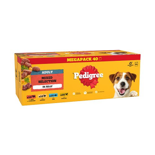 Pedigree Adult Dog Pouches Mixed Selection In Jelly 40pk (40 x 100g) pack shot